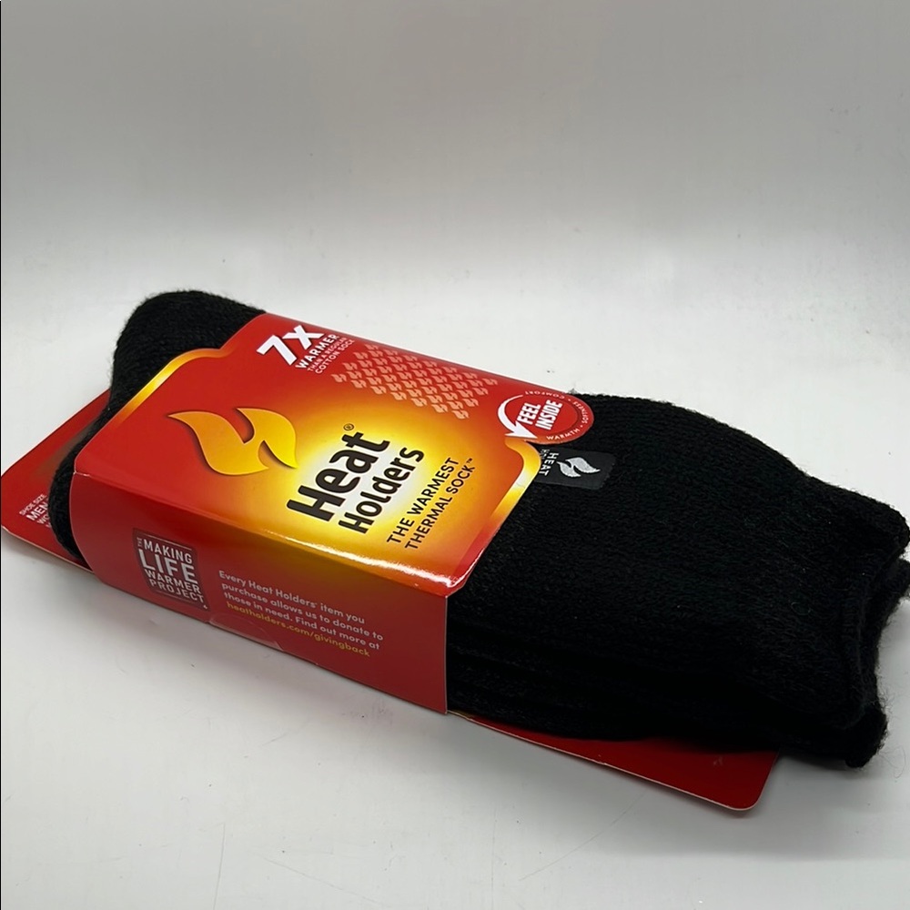 NWT Heat Holders Men's Black Thermal Socks Size 7-12
